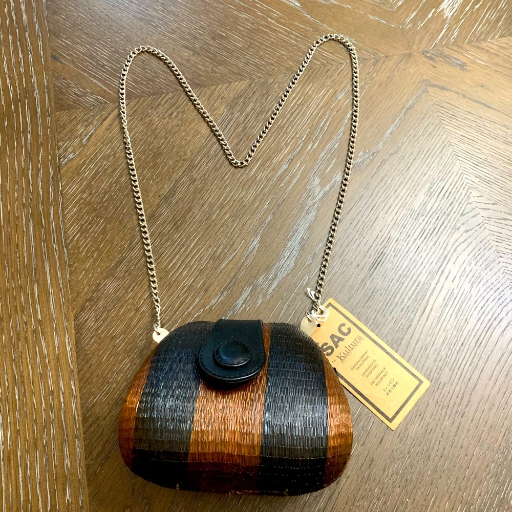 New Le Sac, Kultura brown/black woven straw bag